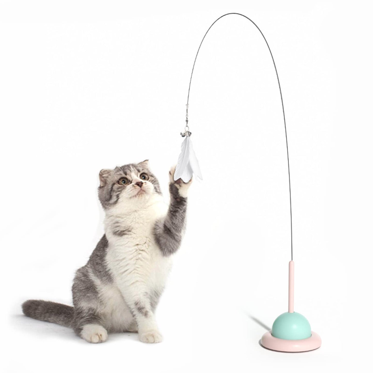 Juguete para Gato, Juguetes para Gato con Plumas, Cascabeles y Ventosas, Palos Interactivos para Gatitos para Jugar y Hacer Ejercicio en Interiores, Largo más de 90cm para que los Gatos Jueguen