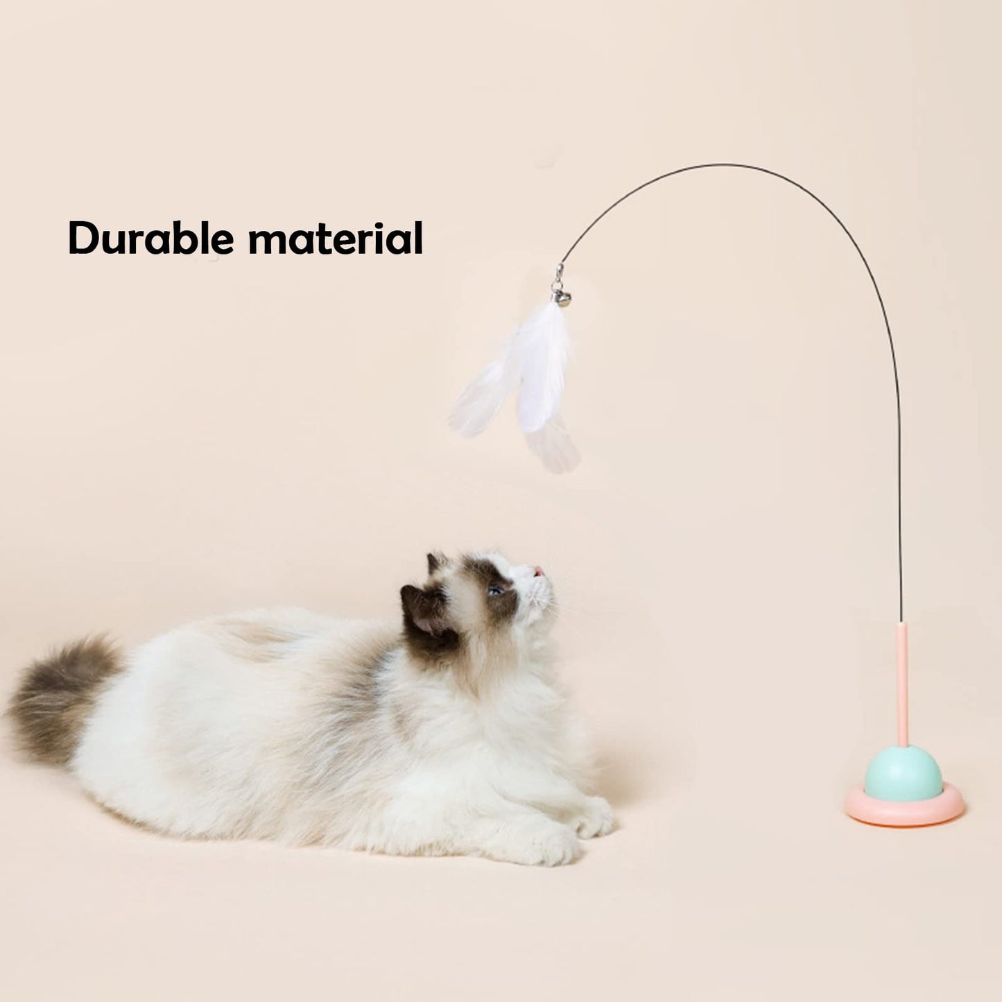 Juguete para Gato, Juguetes para Gato con Plumas, Cascabeles y Ventosas, Palos Interactivos para Gatitos para Jugar y Hacer Ejercicio en Interiores, Largo más de 90cm para que los Gatos Jueguen