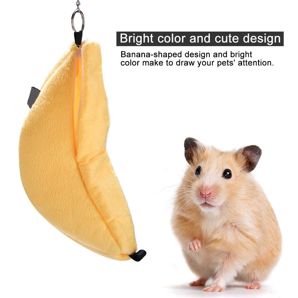 Fdit Socialme Hamster Cama Banana Hamaca Colgante Litera Cama Casa Animal Pequeño Casa de Juguete Nido de Sueño para Pájaro Mascota Juegos Hamster(Amarillo)