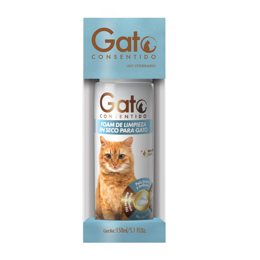 Gato Consentido - Foam de Limpieza en Seco, Shampoo en Seco para Gatos, Ideal para Mantener la Higiene de tu Mascota, 150 ml