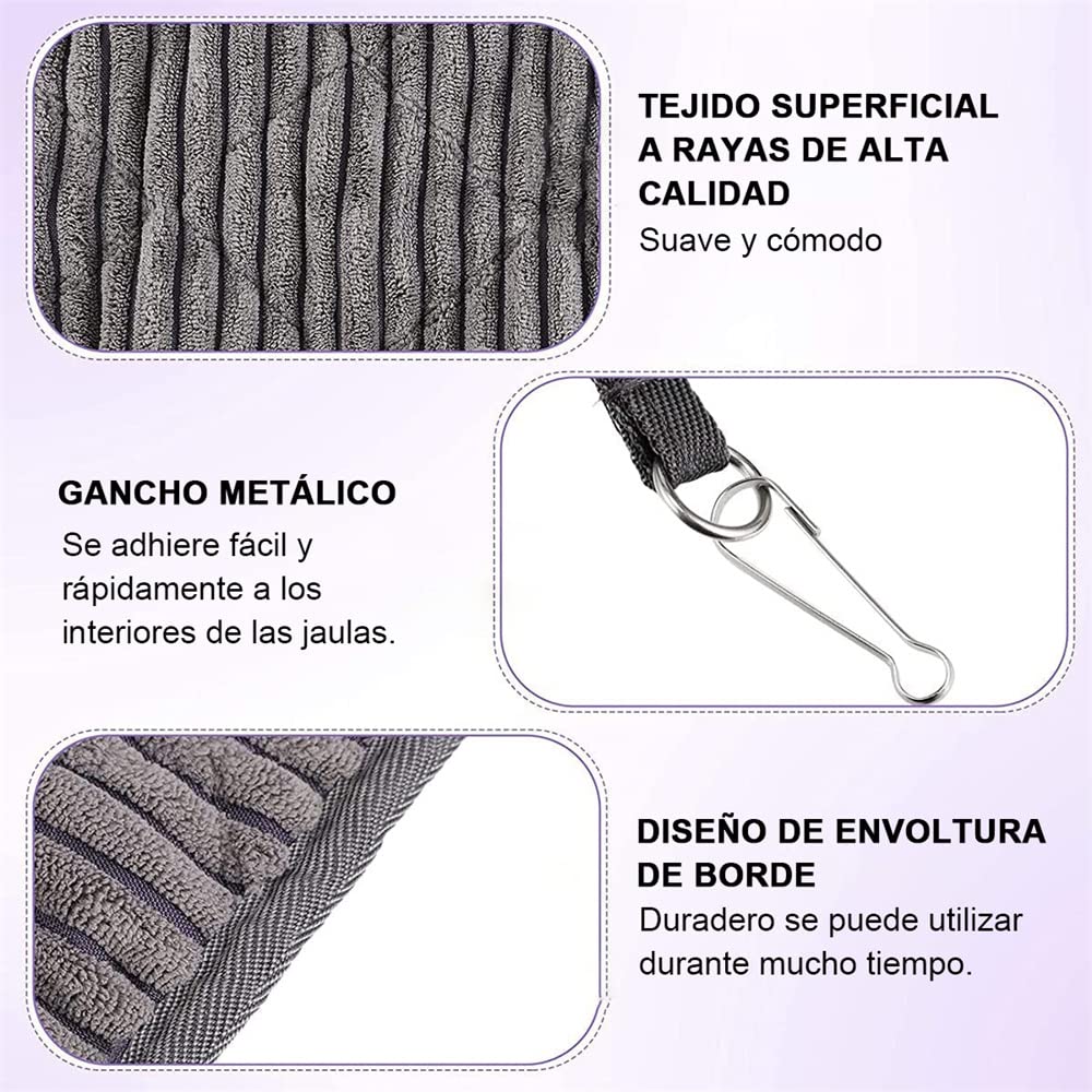 Hamaca pequeña para mascotas，Hamaca pequeña para animales，chinchilla, loro, azúcar, hurones, ratas, hámsteres, ratas, juegos de dormir ，accesorios para colgar escondite de túnel de juguete (gris de dos piezas)