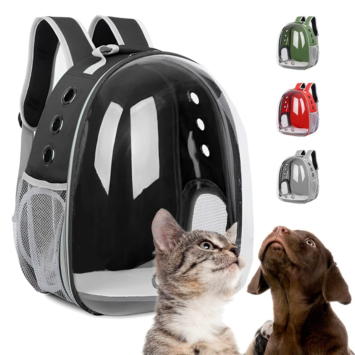 Raganet, Mochila Transportadora de Mascotas, Perros y Gatos, Back Pack Portátil para Mascota Pequeña (Máximo 7Kg) Medidas: Ancho 23cm Largo 33cm Altura 42cm (Color Negro)