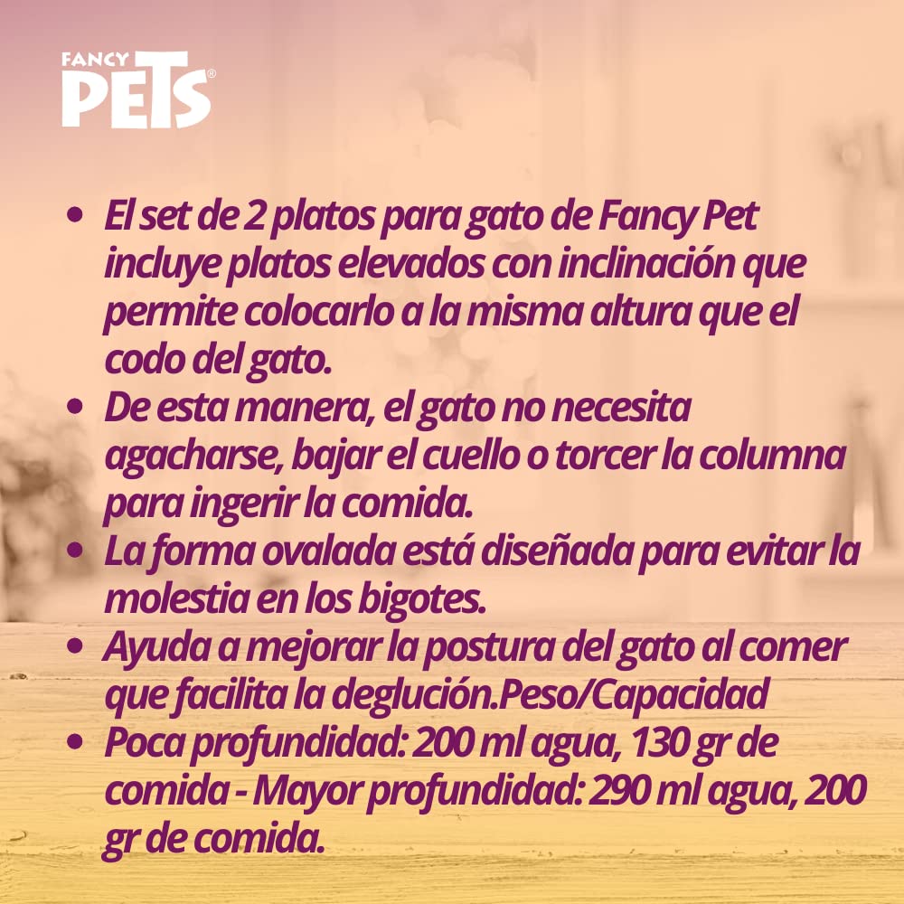 Fancy Pets Set de 2 Platos para Gatos Inclinados y Elevados para Agua y Comida